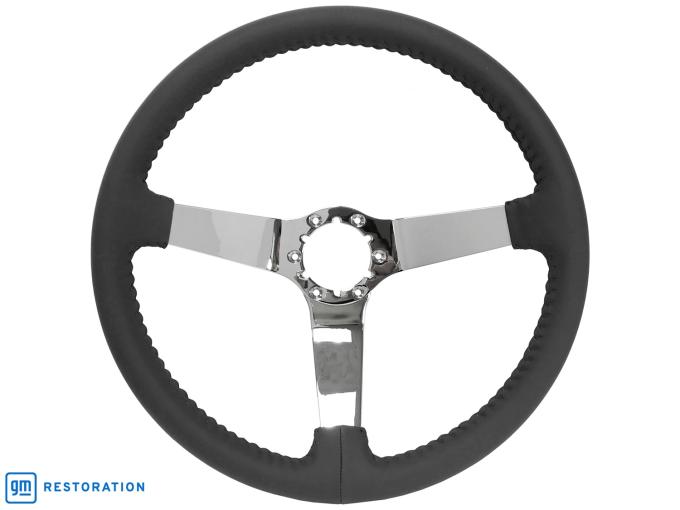 Auto Pro USA 1977-1982 Chevrolet Corvette VSW 6-Bolt OE Steering Wheel, Genuine Black Leather, 14 in. Diameter ST3040BLK