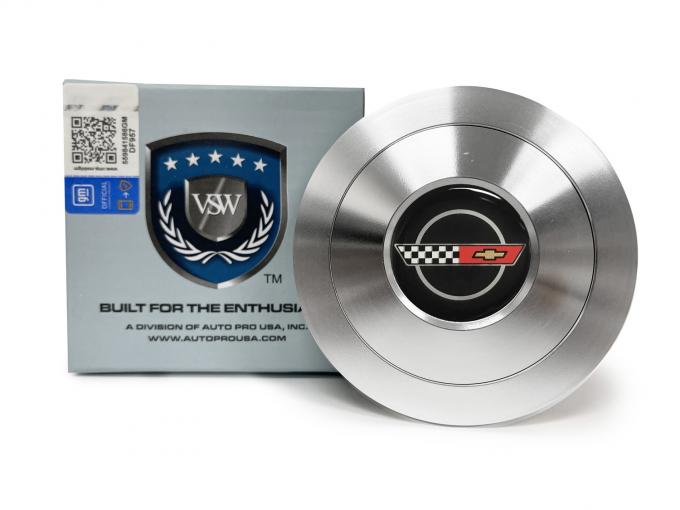 Auto Pro USA VSW Steering Wheel S9 Premium Horn Button, w/C4 Corvette Emblem, Aluminum STE1042-21