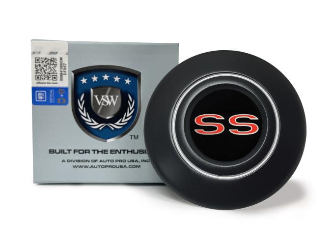 Auto Pro USA VSW Steering Wheel OE Series Horn Cap, Black Horn Cap, Chevy Red SS STE1035-19B