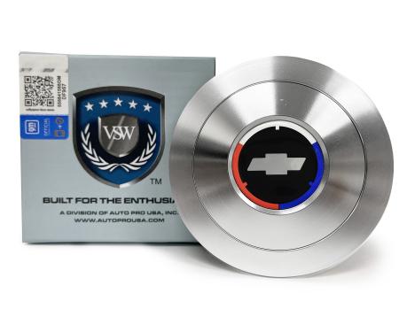 Auto Pro USA VSW Steering Wheel S9 Premium Horn Button, w/TRI Color Bow Tie Emblem, Aluminum STE1006-21
