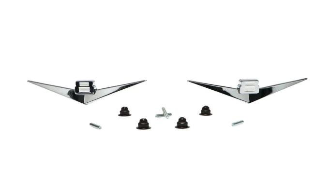 AMD Fender Emblems, Pair, V8, 55-56 Chevy Pickup Truck Suburban X999-4055-22P