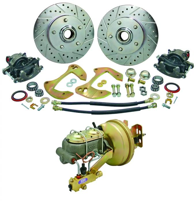 Classic Performance Complete Disc Brake Kit w/ Booster for OEM Stock Spindles for 65-68 Chevy Full Size 6568CBK-S-9