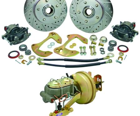 Classic Performance Complete Disc Brake Kit w/ Booster for OEM Stock Spindles for 65-68 Chevy Full Size 6568CBK-S-9-WWR