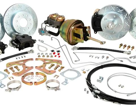 Classic Performance Front/Rear Disc Kit w/ Power Brake Booster Kit, 2" Drop Spindles for 1955-1957 Chevy Full Size 5557FRBK-D8