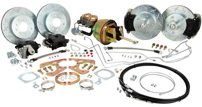 Classic Performance Front/Rear Disc Kit w/ Power Brake Booster Kit, 2" Drop Spindles for 1955-1957 Chevy Full Size CPP5557FRBK-DUG