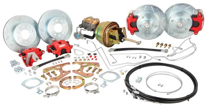 Classic Performance Front/Rear Disc Kit w/ Power Brake Booster Kit, 2" Drop Spindles for 1955-1957 Chevy Full Size 5557FRBK-D12R