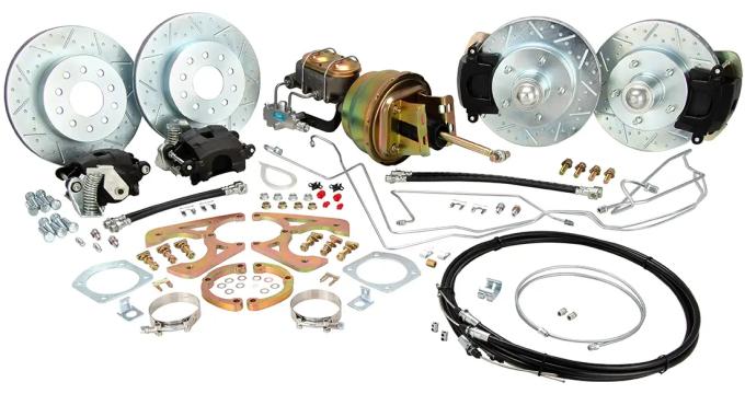 Classic Performance Front/Rear Disc Kit w/ Power Brake Booster Kit, 2" Drop Spindles for 1955-1957 Chevy Full Size 5557FRBK-D8
