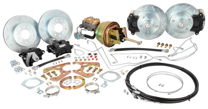 Classic Performance Front/Rear Disc Kit w/ Power Brake Booster Kit, 2" Drop Spindles for 1958-1964 Chevy Full Size 5864FRBK-DUG-B