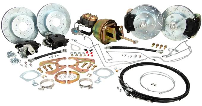 Classic Performance Front/Rear Disc Kit w/ Power Brake Booster Kit, 2" Drop Spindles for 1958-1964 Chevy Full Size 5864FRBK-D-XDGS