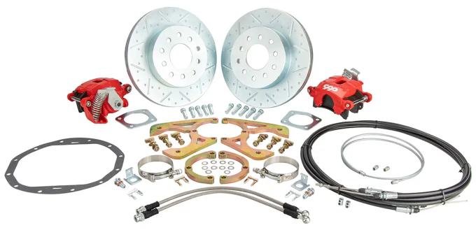 Classic Performance 11" Rear Disc Brake Wheel Kit w/ E-Brakes 65-70 Chevy Full Size, Red Calipers, 5 x 4.75 6570RWBK-E-UGR