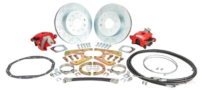 Classic Performance 11" Rear Disc Brake Wheel Kit w/ E-Brakes 65-70 Chevy Full Size, Red Calipers, 5 x 4.75 6570RWBK-E-ARGXR