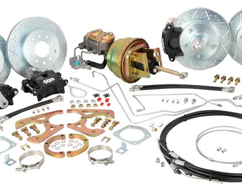 Classic Performance Front/Rear Disc Kit w/ Power Brake Booster Kit, 2" Drop Spindles for 1958-1964 Chevy Full Size 5864FRBK-DUG-B