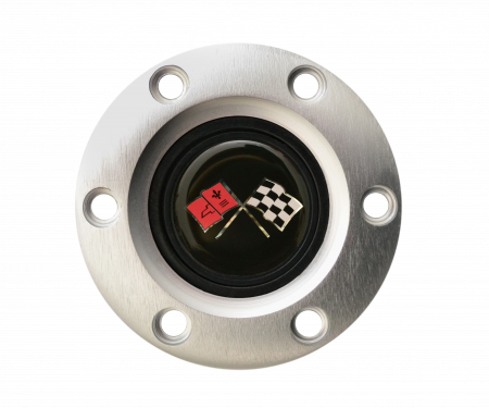 Volante S6 Series Horn Button Kit, Cross Flags, Brushed