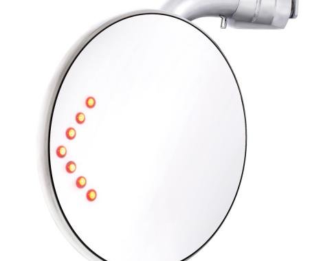 United Pacific 4" Curved Arm Peep Mirror w/Convex Mirror Glass And LED Turn Signal C5001-CVXLED