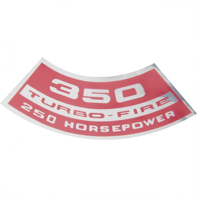 Full Size Chevy Air Cleaner Decal, TurboFire, 350ci/250hp, 1969