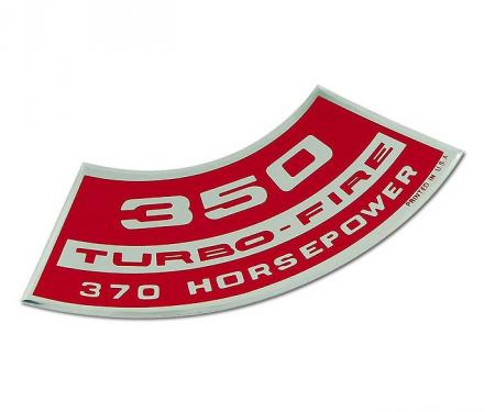 Full Size Chevy Air Cleaner Decal, 350ci/370hp Turbo-Fire, 1965-1972