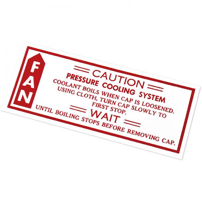 Full Size Chevy Caution Cooling Fan Decal, 1979-1980