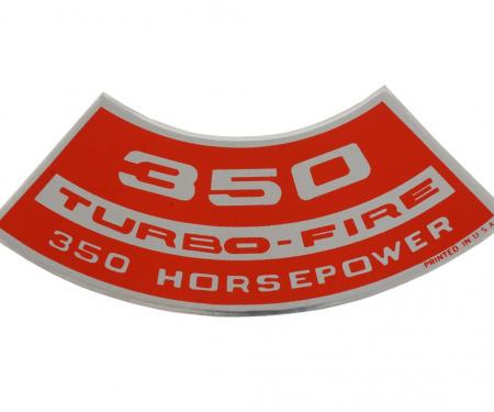 Full Size Chevy Air Cleaner Decal, 350ci/350hp Turbo-Fire, 1965-1972