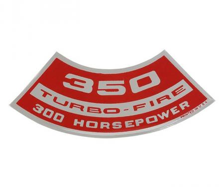 Full Size Chevy Air Cleaner Decal, Turbo-Fire, 350ci/300hp, 1969