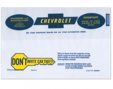 Full Size Chevy Owner's Manual Pouch, Plastic, 1967-1968