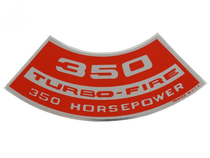 Full Size Chevy Air Cleaner Decal, 350ci/350hp Turbo-Fire, 1965-1972