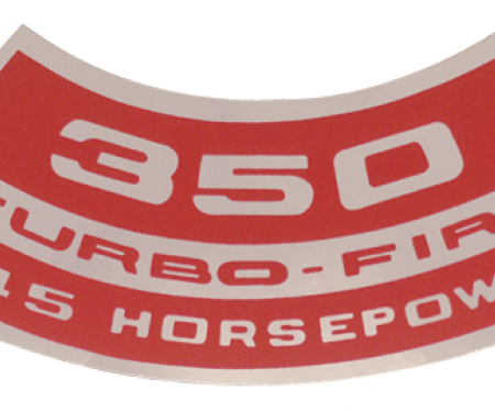 Full Size Chevy Air Cleaner Decal, Turbo-Fire, 350ci/245hp, 1970