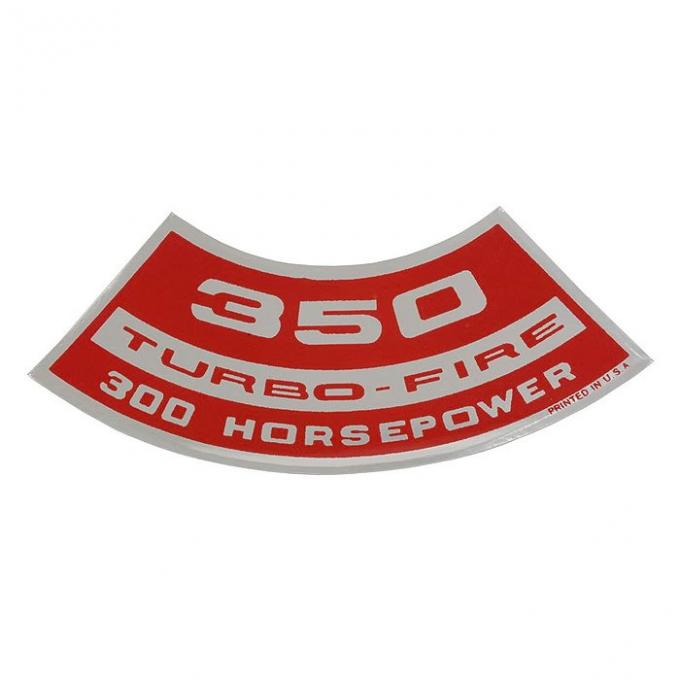 Full Size Chevy Air Cleaner Decal, Turbo-Fire, 350ci/300hp, 1969