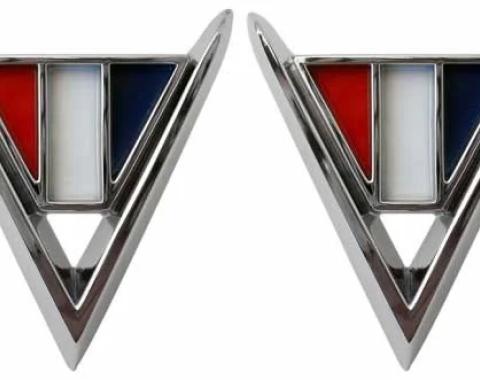 AMD Fender Emblems, V Logo, LH/RH Pair, 64 Chevelle El Camino T-4006