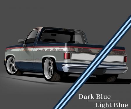 Trim Parts 1981-1991 GM Full-Size Truck 2-Tone Paint Break Stripe Kit, Dark Blue/Light Blue 9001