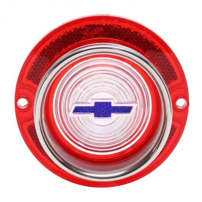 Trim Parts 1963 Chevrolet Full Size Car Red Back Up Light Lens W/Blue Bowtie & Trim, Each A2260G