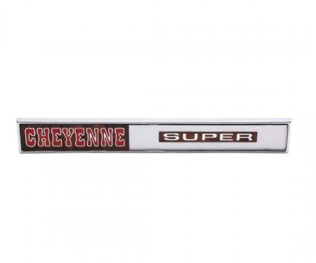 Trim Parts 1971 Chevy/GMC Truck Glove Box Door "Cheyenne Super" Emblem W/Fasteners, Each 9710