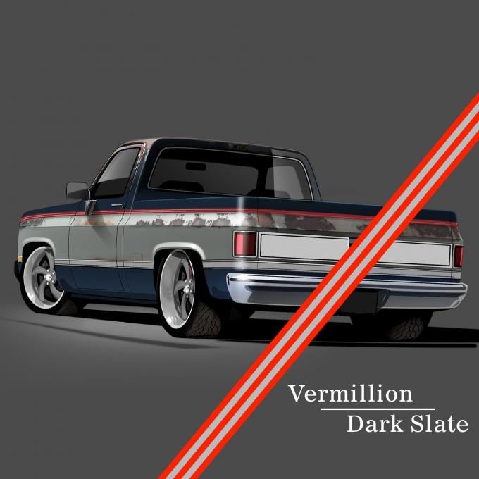 Trim Parts 1981-91 GM Full-Size Truck 2-Tone Paint Break Stripe Kit, Vermillion/Light Slate 9003