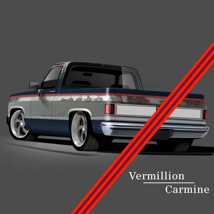 Trim Parts 1981-91 GM Full-Size Truck 2-Tone Paint Break Stripe Kit, Vermillion/Dk Carmine 9004