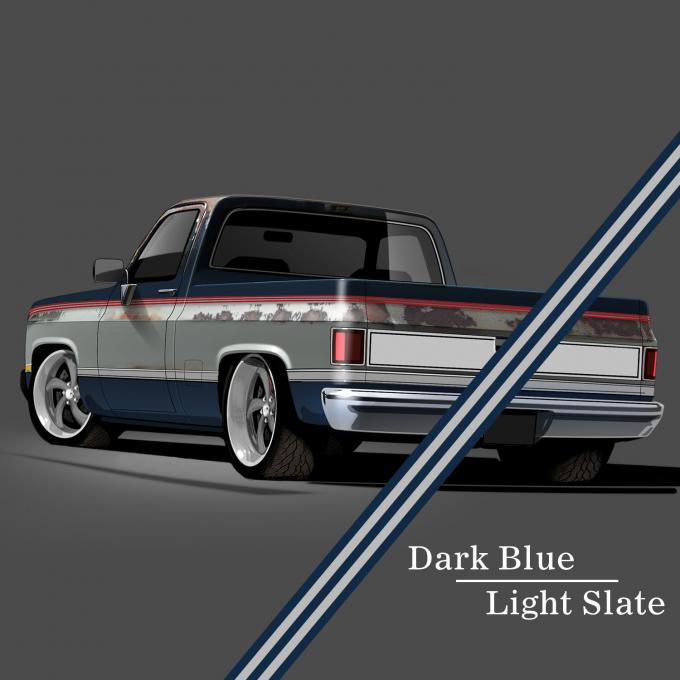 Trim Parts 1981-91 GM Full-Size Truck 2-Tone Paint Break Stripe Kit, Dark Blue/Light Slate 9000