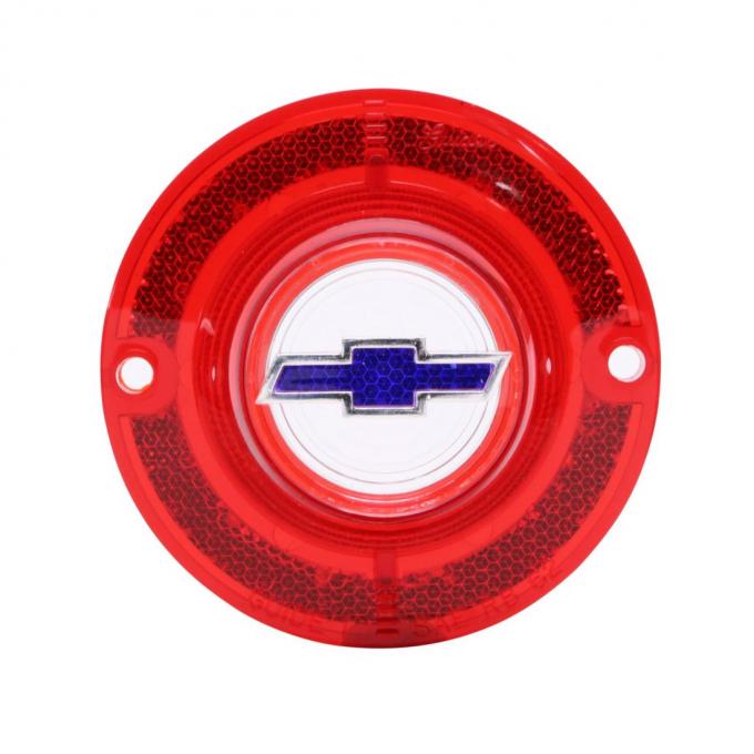 Trim Parts 1962 Chevy Full Size Car Red Back Up Light Lens W/Blue Bowtie & W/O Trim, Each A2160F