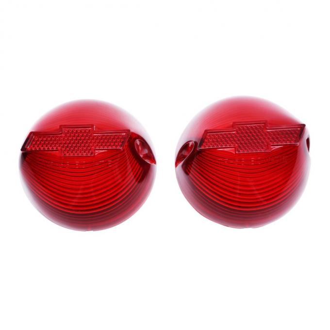 Trim Parts 1956 Chevrolet Full Size Cars Red Tail Light Lens W/Bowtie, Pair A1379