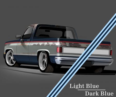 Trim Parts 1981-1991 GM Full-Size Truck 2-Tone Paint Break Stripe Kit, Light Blue/Dark Blue 9002