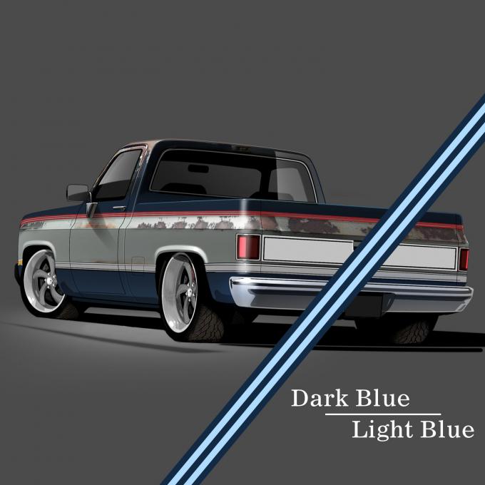 Trim Parts 1981-1991 GM Full-Size Truck 2-Tone Paint Break Stripe Kit, Dark Blue/Light Blue 9001