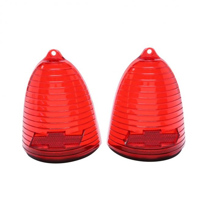 Trim Parts 1955 Chevrolet Full Size Cars Red Tail Light Lens W/Bowtie, Pair A1019