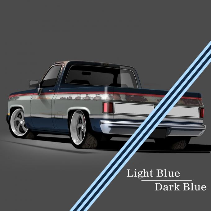Trim Parts 1981-1991 GM Full-Size Truck 2-Tone Paint Break Stripe Kit, Light Blue/Dark Blue 9002