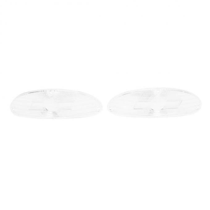 Trim Parts 1955 Chevrolet Full Size Cars Clear Parking Light Lens W/Bowtie, Pair A1027