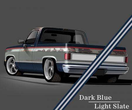 Trim Parts 1981-91 GM Full-Size Truck 2-Tone Paint Break Stripe Kit, Dark Blue/Light Slate 9000
