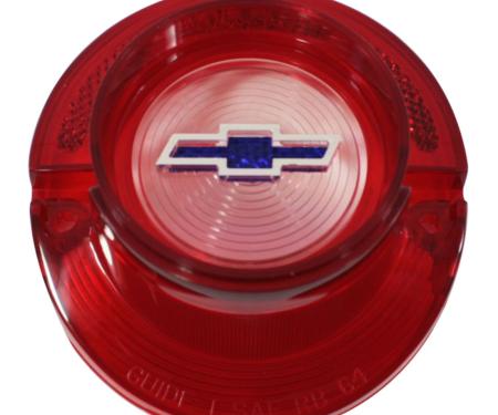 Trim Parts 1964 Chevrolet Full Size Car Red Back Up Light Lens W/Blue Bowtie W/O Trim, Each A2360F
