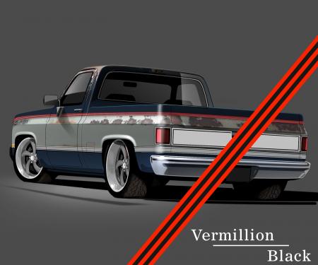 Trim Parts 1981-1991 GM Full-Size Truck 2-Tone Paint Break Stripe Kit, Vermillion/Black 9005