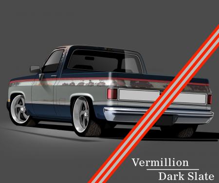 Trim Parts 1981-91 GM Full-Size Truck 2-Tone Paint Break Stripe Kit, Vermillion/Light Slate 9003