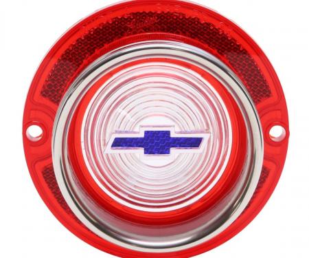 Trim Parts 1963 Chevrolet Full Size Car Red Back Up Light Lens W/Blue Bowtie & Trim, Each A2260G