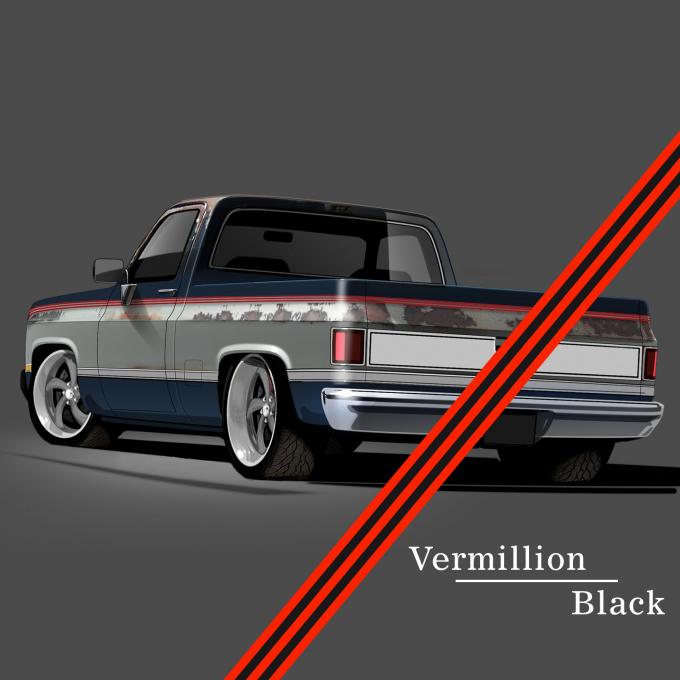Trim Parts 1981-1991 GM Full-Size Truck 2-Tone Paint Break Stripe Kit, Vermillion/Black 9005