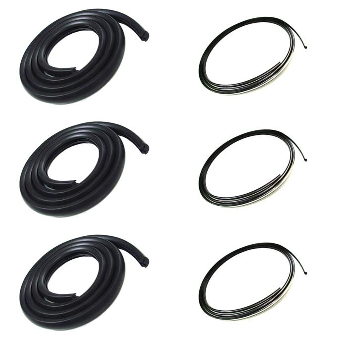 AMD Back Glass Gasket Seal Set w/ Chrome Lockstrip (6pcs Center & Corners), 47-55 Chevy GMC C/K Truck (Small Back Glass) G-WKT4755DLXCH