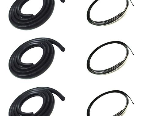 AMD Back Glass Gasket Seal Set w/ Chrome Lockstrip (6pcs Center & Corners), 47-55 Chevy GMC C/K Truck (Small Back Glass) G-WKT4755DLXCH