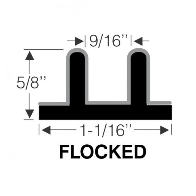 Side Window Run Channel, 9/16" Wide, Sold by the Foot